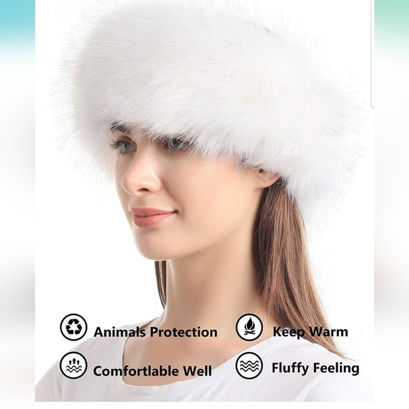 Winter White Fur Headband Fur Headwrap Ear Warmers Mink Hat Ski Wear - Picture 8 of 11